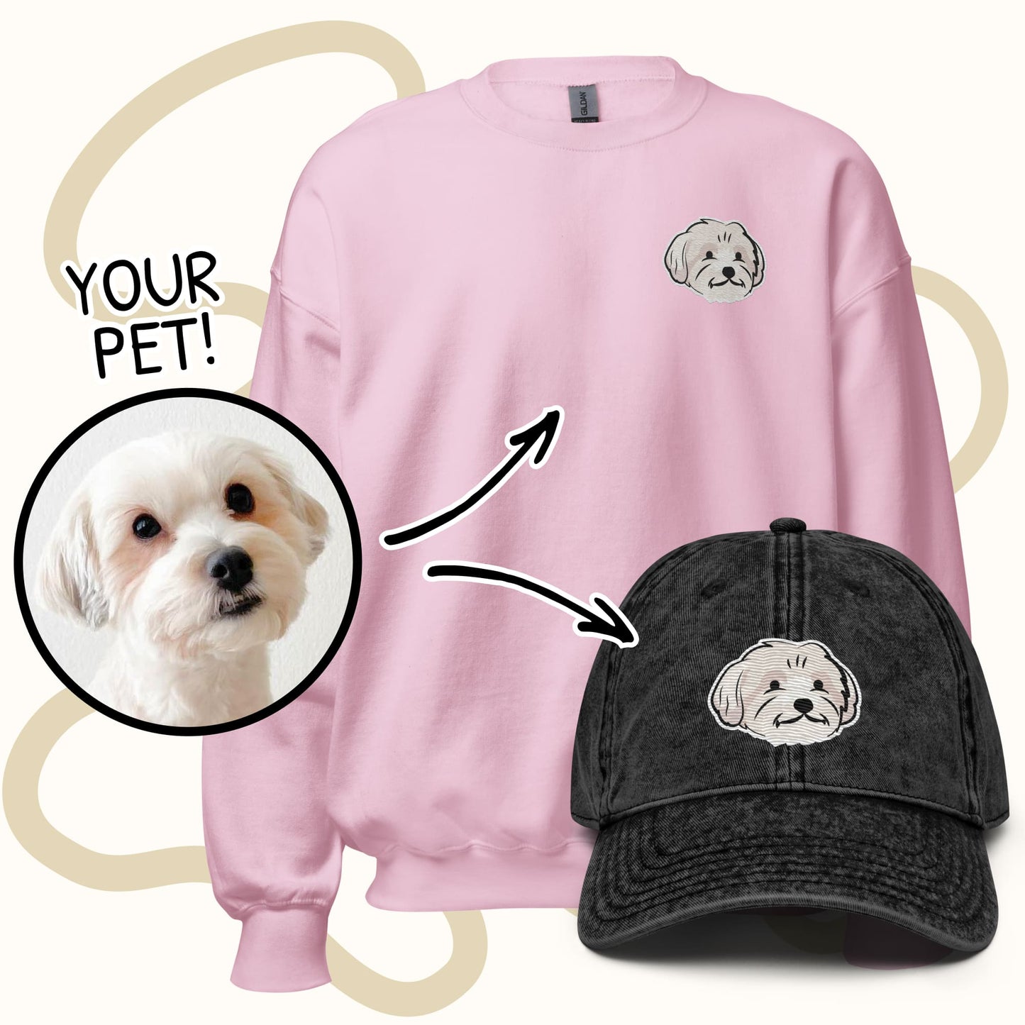 Bundle: Custom Embroidered Heavy-Blend Unisex Sweatshirt & "Vintage" Baseball Hat